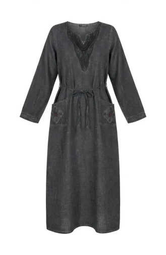 Authentic Şile Stoffkleid 8026-01 Grau 8026-01