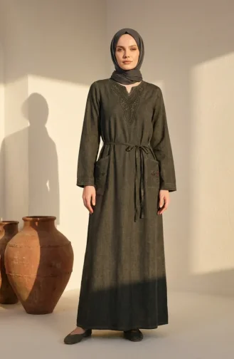 Robe Authentique En Tissu Şile 8026-02 Kaki 8026-02