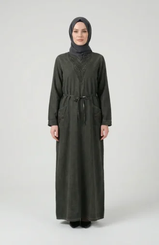 Robe Authentique En Tissu Şile 8026-02 Kaki 8026-02