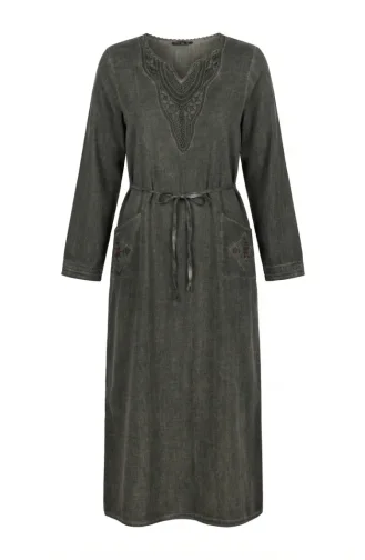 Robe Authentique En Tissu Şile 8026-02 Kaki 8026-02