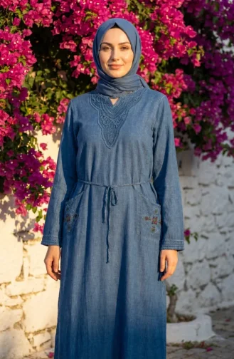 Robe Authentique En Tissu Şile 8026-03 Indigo 8026-03