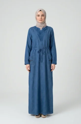 Robe Authentique En Tissu Şile 8026-03 Indigo 8026-03