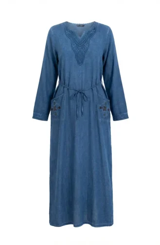 Robe Authentique En Tissu Şile 8026-03 Indigo 8026-03