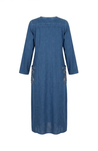 Robe Authentique En Tissu Şile 8026-03 Indigo 8026-03