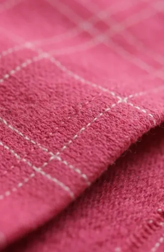 Robe D`hiver Rayée Ceinturée à Poignets élastiqués 2505-03 Rose 2505-03