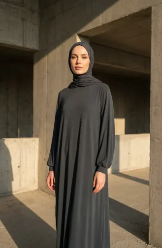 تونيك طويل بأكمام بالون 3031-17 أنثراسيت 3031-17