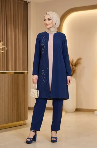 Ensemble Hijab Deux Pièces Orné De Pierres 6304-03 Parlement 6304-03