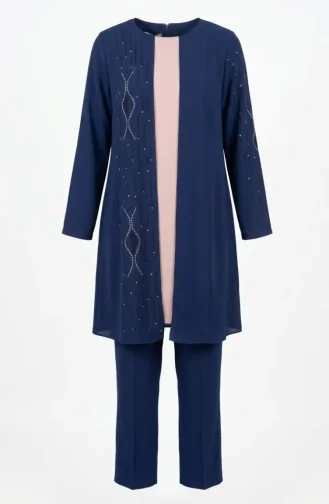 Ensemble Hijab Deux Pièces Orné De Pierres 6304-03 Parlement 6304-03