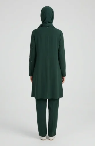 Zweiteiliges Hijab-Set Mit Steinverzierungen 6304-05 Khaki 6304-05