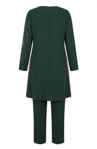 Zweiteiliges Hijab-Set Mit Steinverzierungen 6304-05 Khaki 6304-05