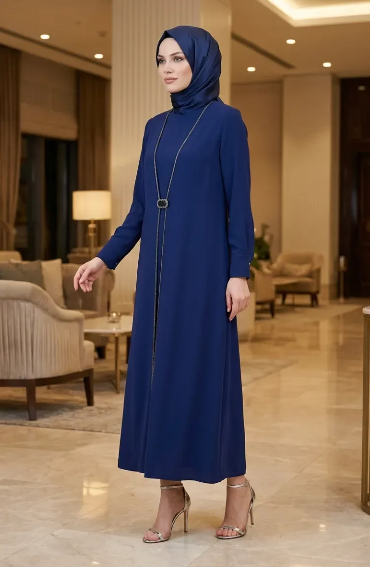 Robe Hijab Ornée De Pierres 6273-01 Parlement 6273-01