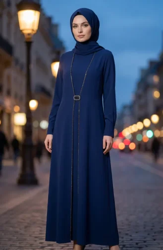 Robe Hijab Ornée De Pierres 6273-01 Parlement 6273-01
