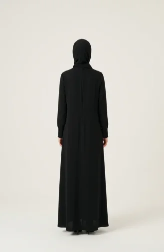 Taş İşlemeli Tesettür Elbise 6273-02 Siyah
