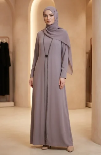 Jurk Met Hijab En Steentjesversiering 6273-03 Nerts 6273-03