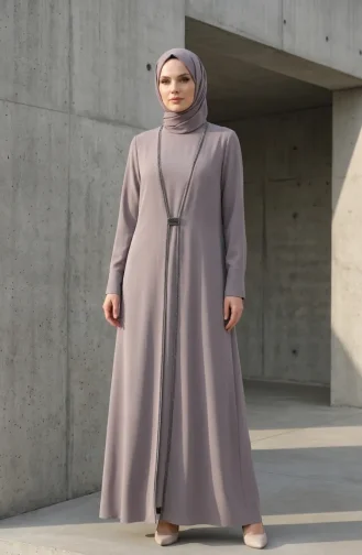 Jurk Met Hijab En Steentjesversiering 6273-03 Nerts 6273-03