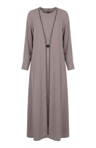 Jurk Met Hijab En Steentjesversiering 6273-03 Nerts 6273-03