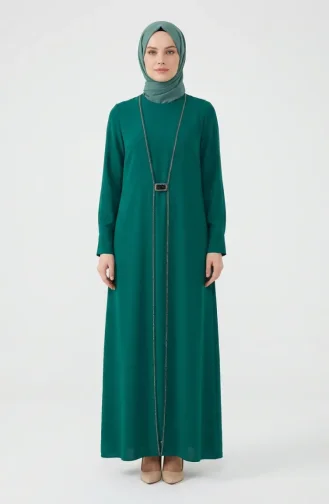 Hijab-Kleid Mit Steinverzierungen 6273-04 Smaragdgrün 6273-04