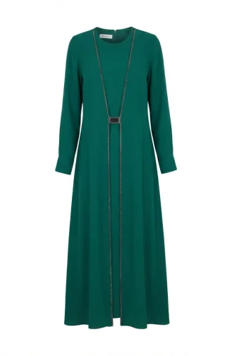 Hijab-Kleid Mit Steinverzierungen 6273-04 Smaragdgrün 6273-04