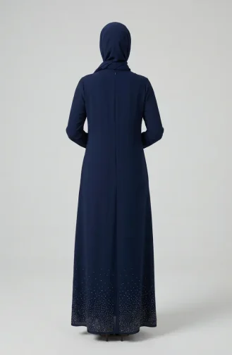 Hijab-Kleid Mit Strassverzierungen 6273-06 Marineblau 6273-06