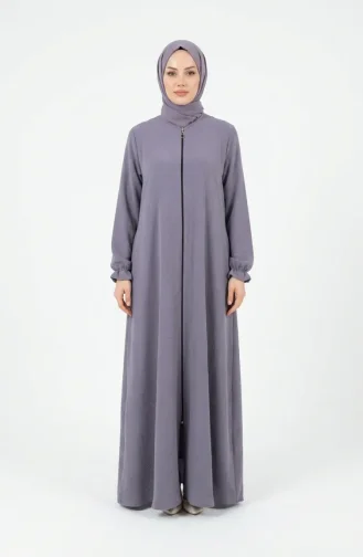 عباية مولانا من قماش أيروبين بأكمام مطاطية وسحاب، 4140-07 رمادي 4140-07