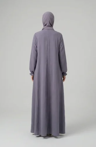 عباية مولانا من قماش أيروبين بأكمام مطاطية وسحاب، 4140-07 رمادي 4140-07