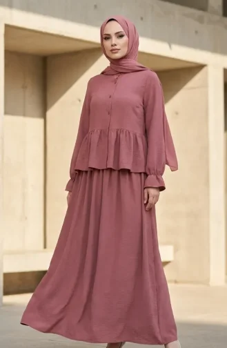 Aerobin Stoff-Hijab-Set Mit Rüschen Zweiteilig 4145-07 Rosa 4145-07