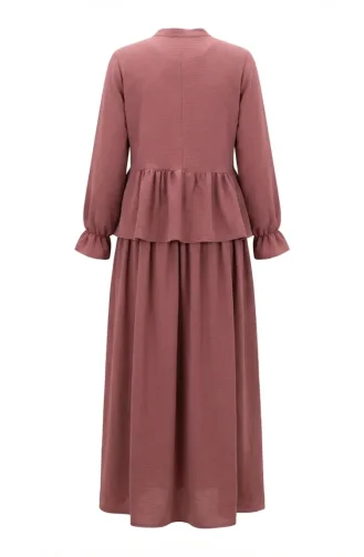 Aerobin Stoff-Hijab-Set Mit Rüschen Zweiteilig 4145-07 Rosa 4145-07