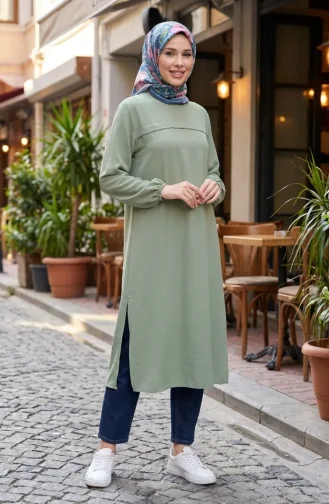 Side Slit Long Tunic 4104-03 Khaki 4104-03