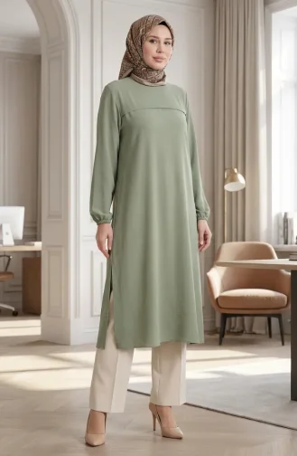 Side Slit Long Tunic 4104-03 Khaki 4104-03