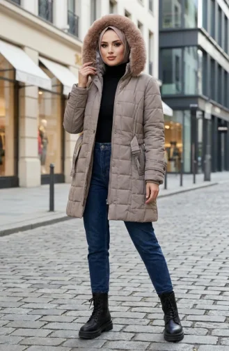 Plus Size Capuchonjas Met Riem 6345-03 Nerts 6345-03