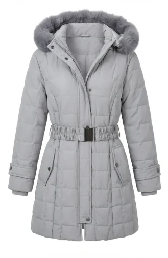 Plus Size Capuchonjas Met Riem 6345-04 Grijs 6345-04