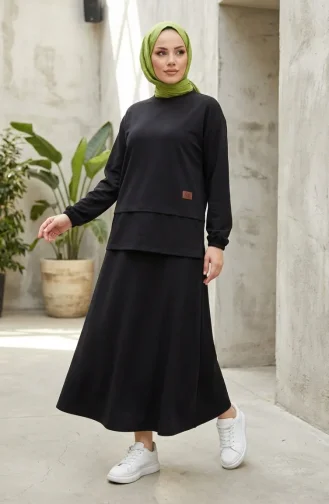 Ensemble Deux Pièces à Découpe Superposée Orné 2225-01 Noir 2225-01
