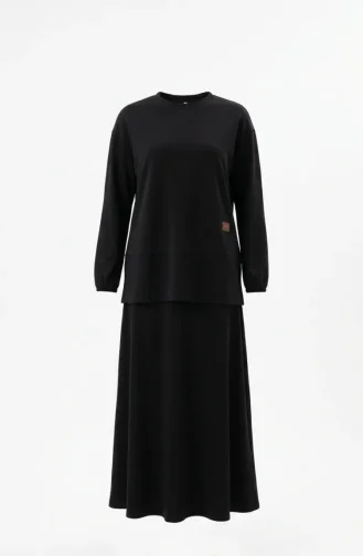 Ensemble Deux Pièces à Découpe Superposée Orné 2225-01 Noir 2225-01