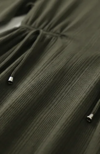 Robe Hijab à Taille Côtelée 2227-02 Kaki 2227-02