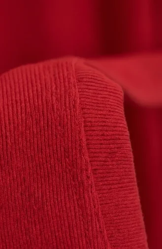 Robe Hijab à Ceinture Et Détails à Pompons 2229-01 Rouge 2229-01
