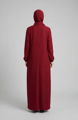 Robe Modeste à Col Mandarin Côtelé Et Boutons Référence 2230-01 Bordeaux 2230-01