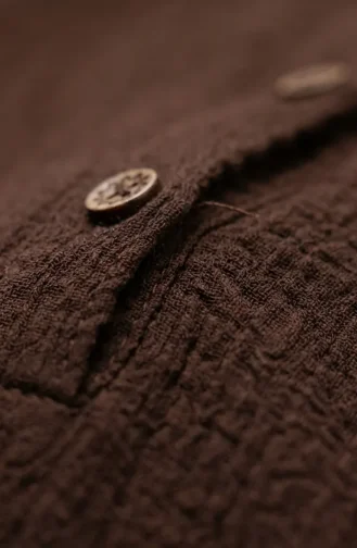 Robe Hijab Ceinturée En Crêpe Marron 2236-02 2236-02