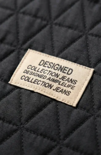 Hooded Quilted Vest With Chain Detail 2228-01 Black 2228-01