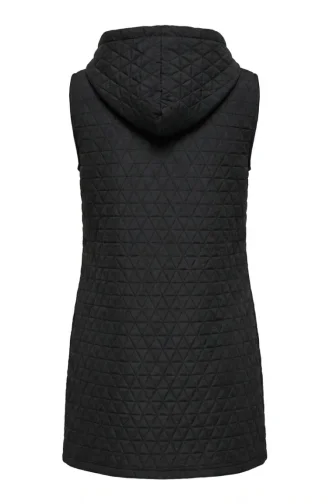 Hooded Quilted Vest With Chain Detail 2228-01 Black 2228-01