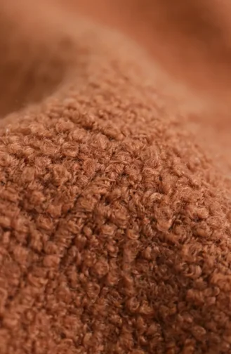 Bouclé Fabric Winter Poncho With Belt 2233-02 Terracotta 2233-02