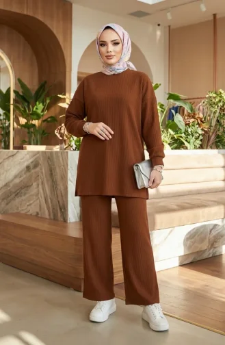 Corduroy Tunic And Trousers Two-Piece Set 5570-08 Brown 5570-08