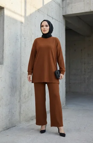 Corduroy Tunic And Trousers Two-Piece Set 5570-08 Brown 5570-08