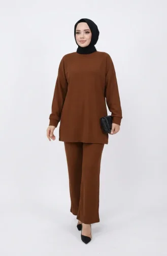Corduroy Tunic And Trousers Two-Piece Set 5570-08 Brown 5570-08