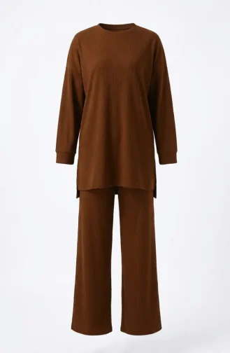 Corduroy Tunic And Trousers Two-Piece Set 5570-08 Brown 5570-08