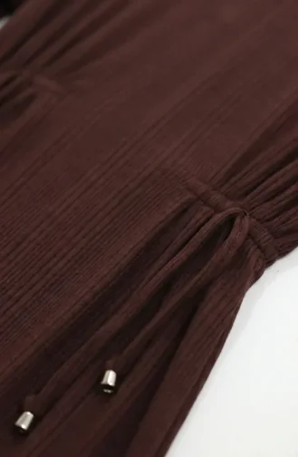 Robe Hijab Côtelée à Taille 2227-03 Marron 2227-03