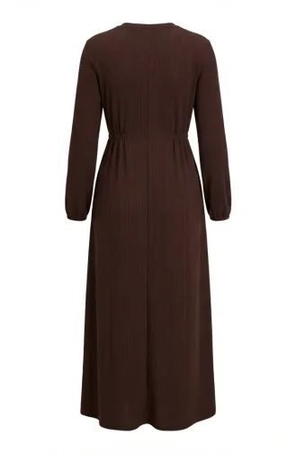 Robe Hijab Côtelée à Taille 2227-03 Marron 2227-03