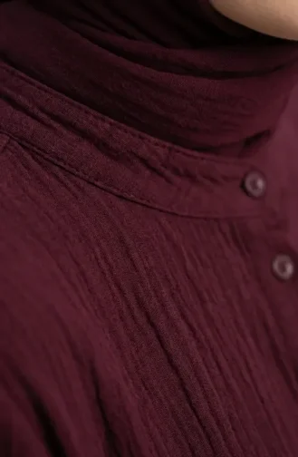 Hijab-Kleid Mit Gürtel Aus Crinkle-Stoff Modell 2236-03 Kirschrot 2236-03