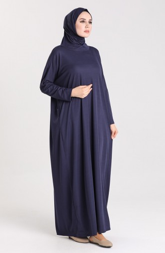 Ensemble De Prière Spécial Ramadan 2 Pièces - Robe De Prière Et Saint Coran - 0002-01 Bleu Marine 0002-01
