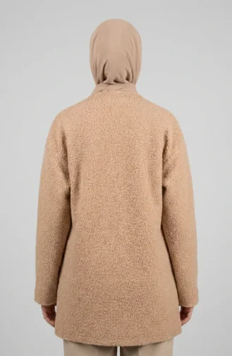 Buklet Kumaş Bağlamalı Kışlık Kap 2234-03 Sütlü kahve