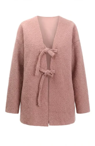 Buklet Kumaş Bağlamalı Kışlık Kap 2234-04 Gül Kurusu